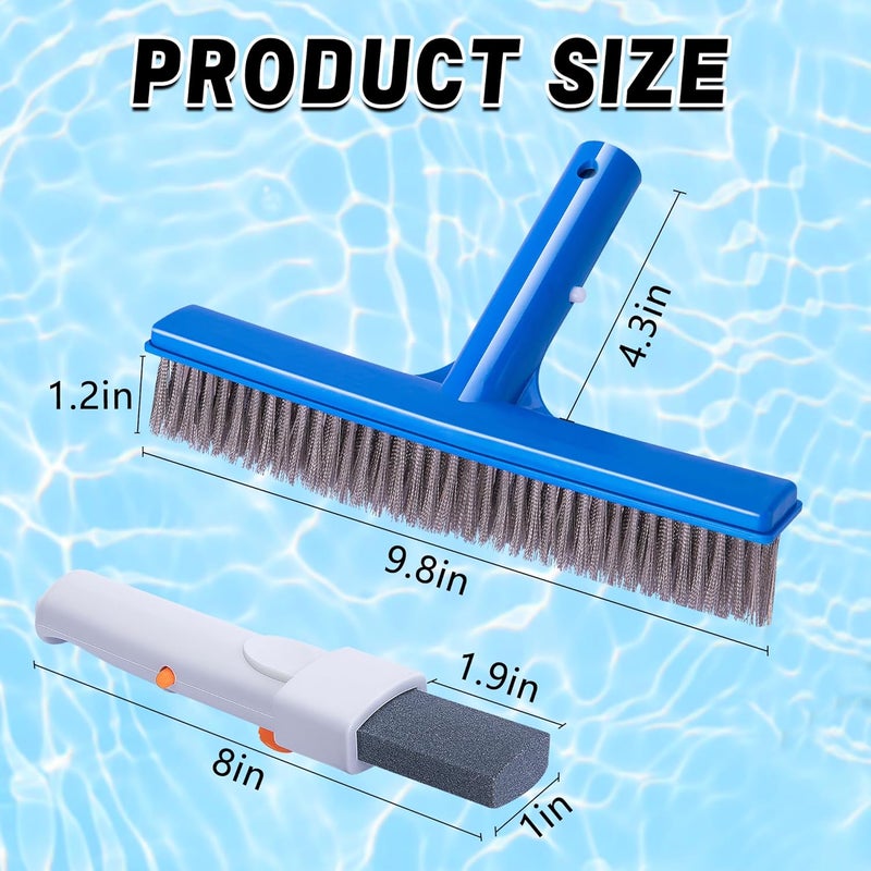 Adnee 3 Pcs Pumice Stone and Pool Brush Kit-Pumice Stones with Handle and 10" Stainless Steel Pool Brush-Pumice Stone Set to Remove Rust Spots Calcium Deposits - Image 2